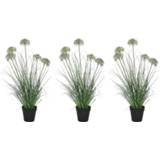 👉 Kunst plant active groene zwarte paarse 3x Groene/paarse Allium sierui kunstplanten 75 cm met pot