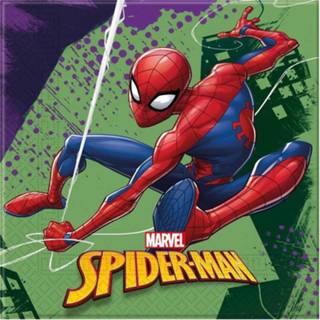 👉 Servet active kinderen multi papier 20x Marvel Spiderman themafeest servetten 33 x cm