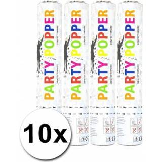 👉 Witte wit papieren papier 10 confetti kanonnen 28 cm