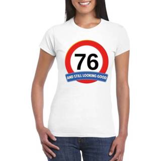 👉 Verkeers bord vrouwen XS wit Verkeersbord 74 jaar t-shirt dames