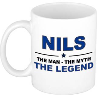 👉 Beker keramiek active mannen Nils The man, myth legend verjaardagscadeau mok / 300 ml