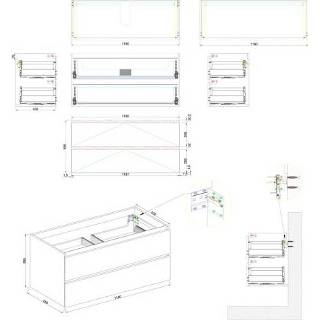 👉 Onderkastje MDF mat zwart maia Wastafelmeubel Boss & Wessing Onderkast Zonder Topblad 120 cm 2 Laden + 1 Uitsparing 8719304917472