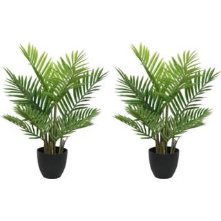 👉 Kunst plant active groene zwarte 2x goudpalm kunstplanten 73 cm met pot