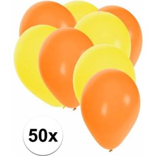 👉 Ballon active oranje gele 50x ballonnen - 27 cm / versiering