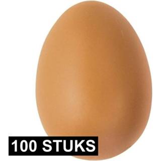👉 Active bruine bruin kunststof plastic 100x eieren 6 cm hobby materiaal