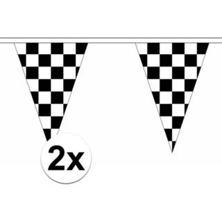 👉 Vlaggen lijn active 2x Finish versiering vlaggenlijnen van 5 m