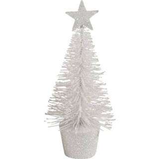 👉 Kerst boom active klein wit kerstboompje 15 cm kerstdecoratie/kerstversiering