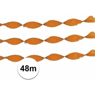 👉 Crepe papier active oranje 2x papieren slingers 24 m