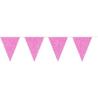 👉 Vlaggen lijn active roze Glitter vlaggenlijn 6 meter