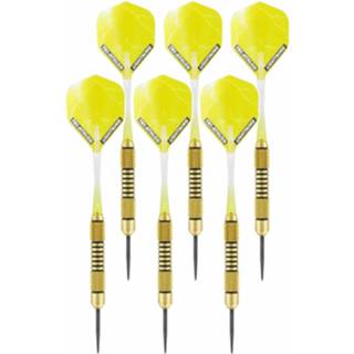 👉 Dart pijl brass active geel 4x Set van 3 dartpijlen Speedy Yellow 19 grams
