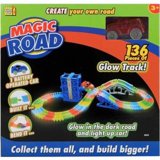 👉 Autobaan rood kunststof kinderen Kids Fun Magic Road Glow In The Dark 136-delig 8719817254385