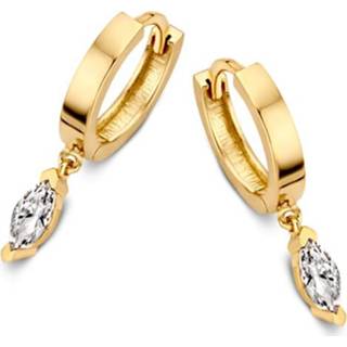 👉 Zirkonia active Excellent Jewelry Geelgouden Creolen met Bladvormige