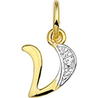 👉 Hanger geelgoud diamant active Alfabet Letter V van met
