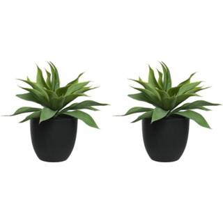 👉 Kunstplant zwarte groene active 2x agave kunstplanten 44 cm met pot