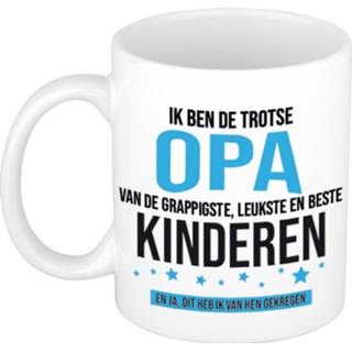 👉 Koffiemok wit blauwe zwarte One Size senioren kinderen Ik ben de trotse opa van grappigste, leukste en beste / theebeker - 300 ml letters verjaardag cadeau bedankje voor 8720276302296