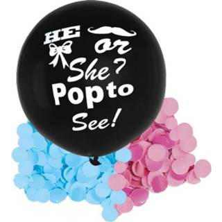 👉 Active roze blauwe Gender reveal ballon he or she inclusief en confetti