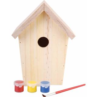 👉 Vogelhuisje hout multikleur 1x Diy Schilderen 20 Cm - Vogelhuisje/nestkastje Inclusief Verf Hobby/knutselmateriaal 8719538090576
