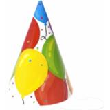 👉 Feesthoed karton papier multikleur 6x Stuks Feesthoedjes Ballonnen Print Van - Party Verjaardag Hoedjes 8718758950622