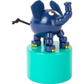 👉 Blauw houten small Foot Drukfiguur Dansende Olifant 8 Cm 4020972104991