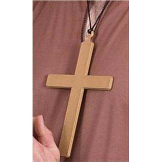 👉 Gouden kunststof goudkleurig Monniks/priesters Kruis 22 Cm 8718758154921