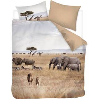 👉 Dekbedovertrek Katoen Satijn multikleur Snoozing African Animals - Lits-jumeaux 260x200/220 Cm Multi Kleur 8719151090892