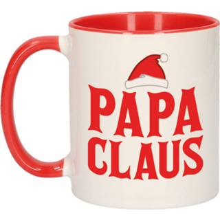 👉 Kerstmok rood keramiek wit Cadeau Papa Claus - 300 Ml Koffiemok / Theebeker Kerstmis Kerstcadeau Vader 8720276736756
