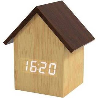 👉 Wekker beige hout woondecoratie antraciet Fisura House digitaal 10 x 11 cm 2-delig 8435436712326