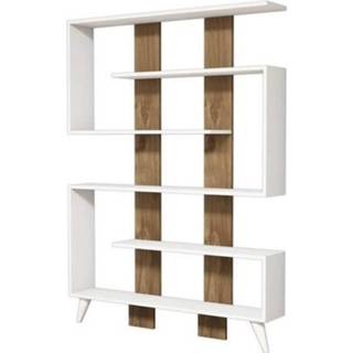 👉 Boekenkast wit steigerhout multikleur Homemania Jane 120x22x164 Cm En Walnootkleurig 8681285909435