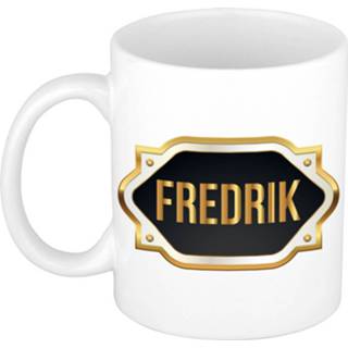 👉 Beker gouden keramiek multikleur Frederik Naam Cadeau Mok / Met Embleem - Kado Verjaardag/ Vaderdag/ Pensioen/ Geslaagd/ Bedankt 8720276905398