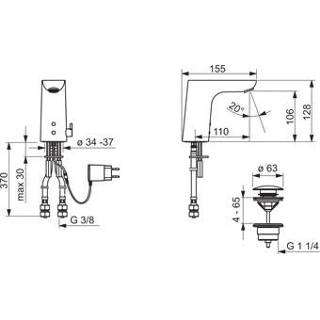 👉 Wastafelkraan hansaligna Elektr.wastmkr.12v.110mm chr. hansa ligna 4057304014161