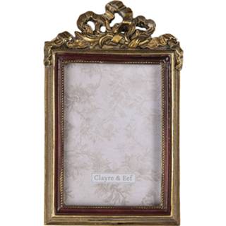👉 Clayre & Eef Fotolijst 8*1*13 Cm / 6*9 Cm Goudkleurig Kunststof / Glas