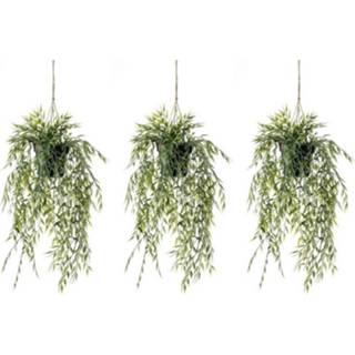 👉 Kunstplant groene bamboe kunststof groen 3x 50 Cm In Pot - Kunstplanten/nepplanten 8720147518016