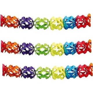 👉 Slinger papier multikleur kinderen 3x Regenboog Kleuren Slingers 6 Meter - Kinderfeestje/verjaardag Decoratie Feest Versiering 8720147521191