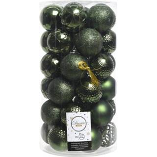 👉 Kerstbal groene groen kunststof plastic 37x Donkergroene Kerstballen 6 Cm - Mix Onbreekbare Kerstboomversiering Donkergroen 8719152496761
