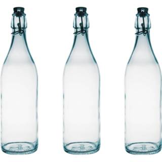 👉 Waterfles transparant 12x Glazen limonadeflessen/waterflessen 1 liter rond