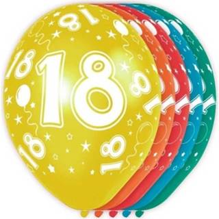 👉 Heliumballon multikleur 5x Stuks 18 Jaar Thema Versiering Helium Ballonnen 30 Cm - Feestartikelen En 8719538798434