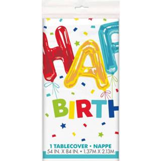 👉 Tafelkleed polyethyleen wit Haza Original Happy Balloon Birthday 140 X 214 Cm 11179731039
