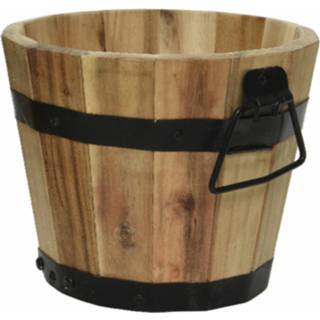 👉 Plantenbak bruin hout Plantenbak/bloempot naturel van acacia 26 x 20 cm