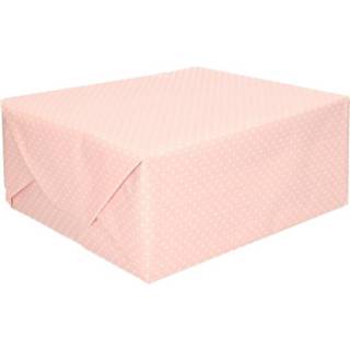 👉 Cadeaupapier roze witte 5x rollen lichtroze met stip 70 x 200 cm