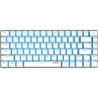 👉 Gaming keyboard wit blauw Ajazz AK33 82 Keys USB Wired Mechanical Monochromatic Backlight White with Blue Switches