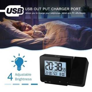 👉 Thermometer Projection Alarm Clock for Bedroom with Hygrometer Digital Project Ceiling Dimmable LED Display USB Charger 180°Rotable Dual Alarms 12/24H Snooze
