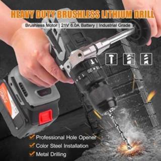 👉 Schroevendraaier 21V 6.0A Cordless Drill Driver Batteries Max Torque 200N.m 1/2 Inch Metal Keyless Chuck 20+3 Position 0-1550RMP Variable Speed Impact Hammer Screwdriver With PlasticTool Box