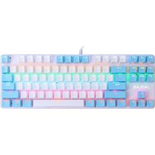 👉 Switch blauw 87 Keys Wired Mechanical Keyboard Mixed Light with Blue Suspension Button