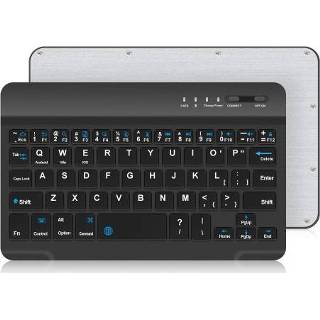 Wireless Keyboard zwart PU leather Portable BT with Protective Case Cover For 4.5-6.8inch Mobile Phones Black