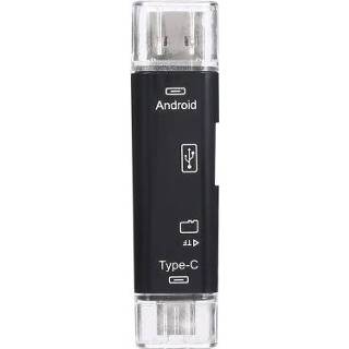 👉 Geheugen kaartlezer zwart 3 in 1 Type-C Card Reader Micro USB OTG Extension High Speed TF Memory for PC Computer Phone Black