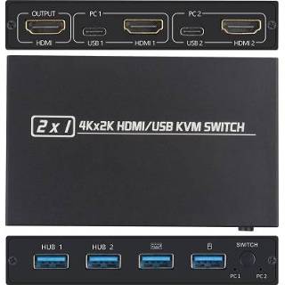 Switch AIMOS AM-KVM 201CL 2-in-1 HDMI/USB KVM Support HD 2K*4K 2 Hosts Share 1 Monitor/Keyboard& Mouse Set