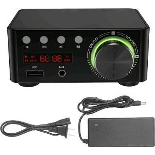 👉 Audio receiver zwart HIFI BT5.0 Digital Amplifier Mini Stereo Amp 100W Dual Channel Sound Power USB AUX for Home Theater TF Card Players Black US Plug