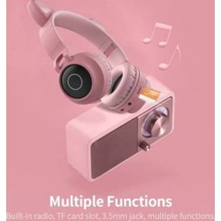 LED Cat Ear Wireless Headset RGB 3-Color Lights Noise Cancelling BT Foldable Earphone TF Card Radio Plug Grey+Pink C10693GYP 5.0 Headset LED Cat Ear Wireless RGB 3-Color Lights Noise Cancelling BT 5.0 Foldable Earphone TF Card/Radio 3.5mm Plug Grey+Pink