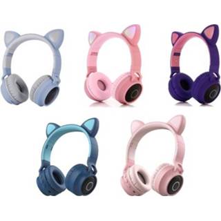 👉 Headset roze LED Cat Ear Wireless RGB 3-Color Lights Noise Cancelling BT 5.0 Foldable Earphone TF Card/Radio 3.5mm Plug Pink
