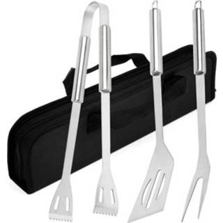 👉 Grill steel 3pcs BBQ Grilling Tools Set with Storage Bag Stainless Spatula Fork Tong Barbecue Accessories Kit for Home Camping Hiking Fishing